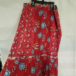 Rhythm Blue Red Floral Skirt Medium Side Clousure
